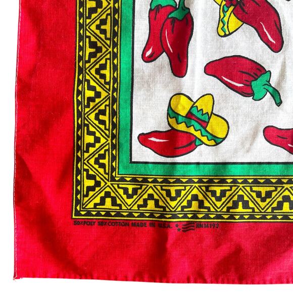 Vintage Red Hot Chili Party Peppers Bandana Made in USA 14193 Party - Picture 3 of 6